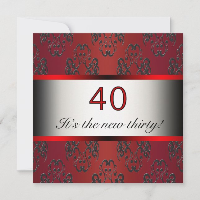 Red 40th Birthday Party Invitation (Front)