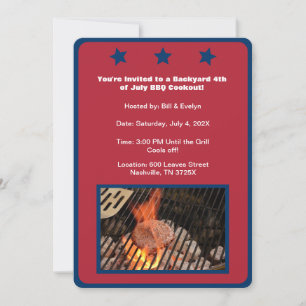 Red 4th of July Hamburger Barbecue Invitation