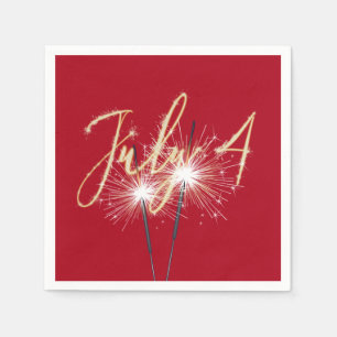 Red 4th of July Sparklers Napkins