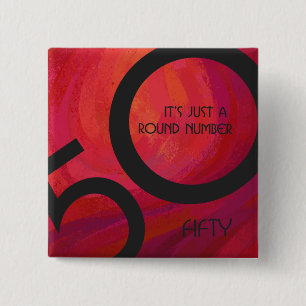 Red 50 Decade Birthday Pinback Button