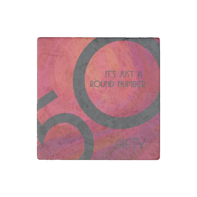 Red 50 Decade Birthday Stone Magnet (Front)