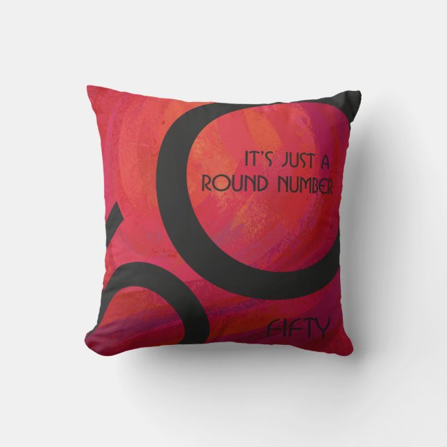 Red 50 Decade Birthday Throw Pillow (Front)