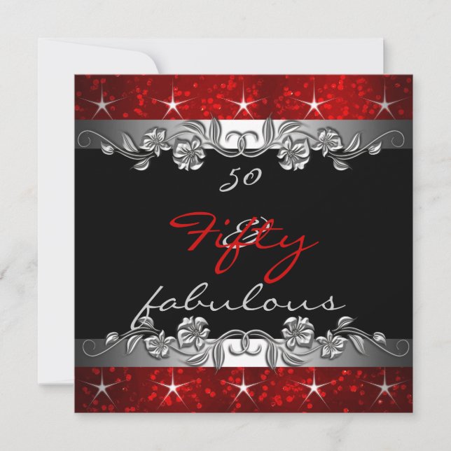 Red 50 & Fabulous 50th Birthday Party Invitation (Front)