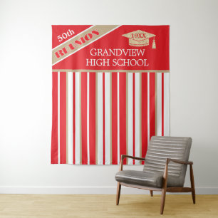 Red 50TH Class Reunion Photo Backdrop
