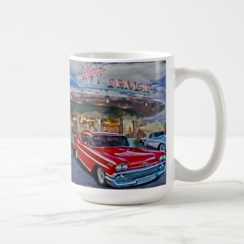 red 58 chevy at drive_in coffee mug