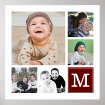 Red 5  Photo Collage Instagram Gallery Monogram Poster