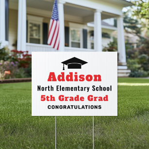 Red 5th Grade Grad Congratulations Sign