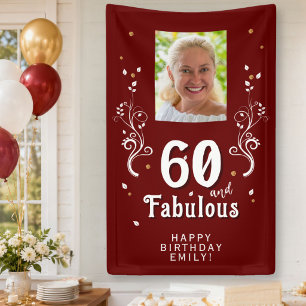 Red 60 and Fabulous Foliage 60th Birthday Photo Banner