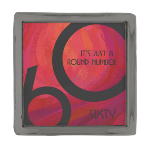 Red 60 Decade Birthday Gunmetal Finish Lapel Pin