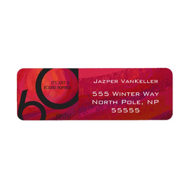 Red 60 Decade Birthday Label (Front)