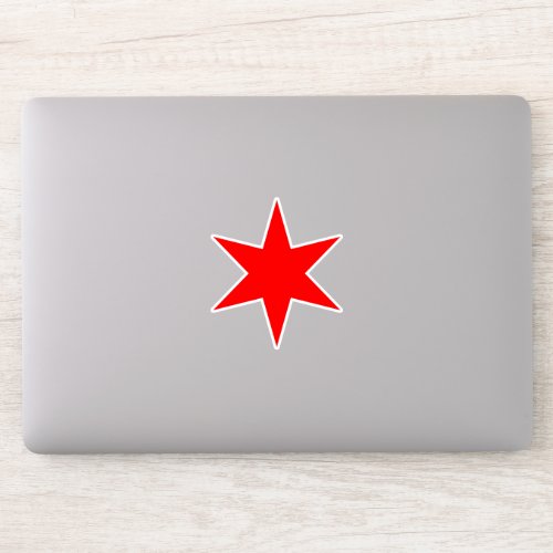 Red 6_pointed Chicago Flag Star Vinyl Sticker