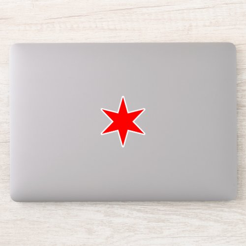 Red 6_pointed Chicago Flag Star Vinyl Sticker