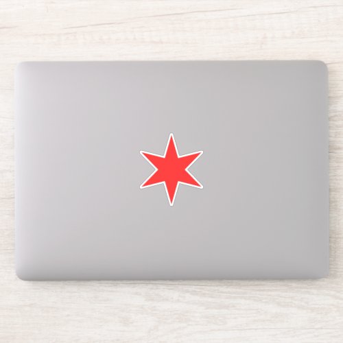 Red 6_pointed Chicago Flag Star Vinyl Sticker