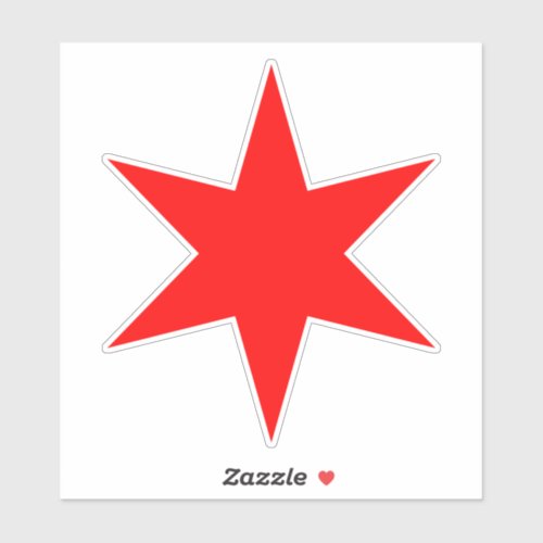 Red 6_pointed Chicago Flag Star Vinyl Sticker