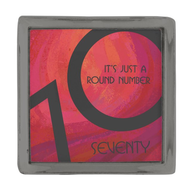 Red 70 Decade Birthday Gunmetal Finish Lapel Pin (Front)