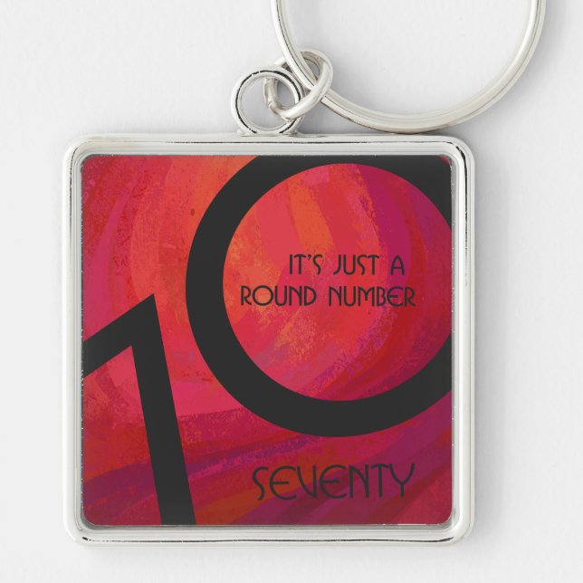 Red 70 Decade Birthday Keychain (Front)