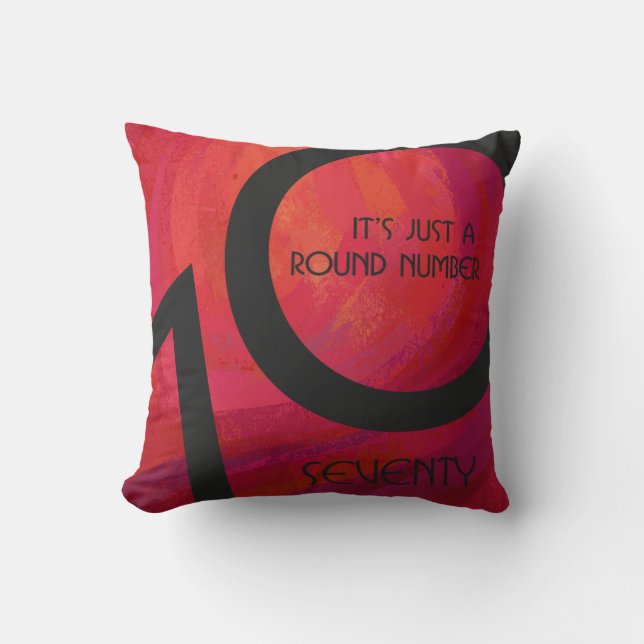 Red 70 Decade Birthday Throw Pillow (Front)