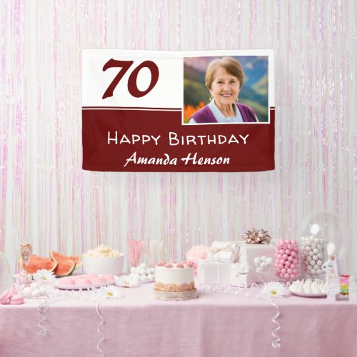 Red 70th Birthday Party Photo Backdrop Banner