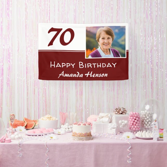 Red 70th Birthday Party Photo Backdrop Banner (Party)