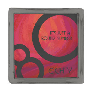 Red 80 Decade Birthday Gunmetal Finish Lapel Pin