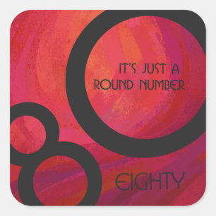 Red 80 Decade Birthday Square Sticker