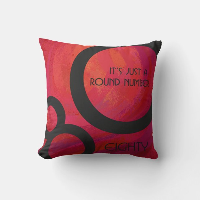 Red 80 Decade Birthday Throw Pillow (Front)