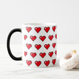Red 8-Bit Pixel Heart Pattern Color Morph Mug