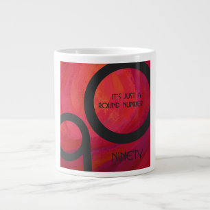 Red 90 Decade Birthday Giant Coffee Mug