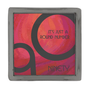Red 90 Decade Birthday Gunmetal Finish Lapel Pin