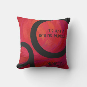 Red 90 Decade Birthday Throw Pillow