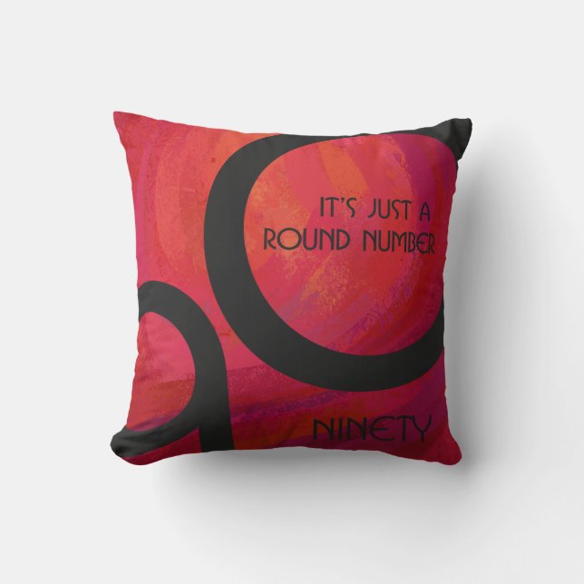 Red 90 Decade Birthday Throw Pillow (Front)