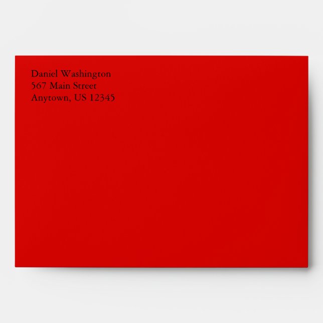 Red A7 5x7 Custom Pre-addressed Envelopes (Front)