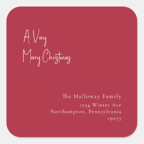 Red A Very Merry Christmas Square Envelope Seal
