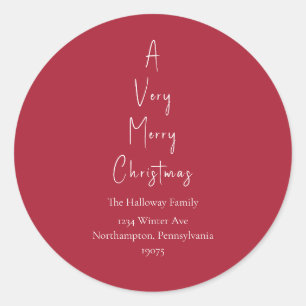 Red A Very Merry Christmas Tree Envelope Seals