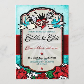 Red Abnd Rockabilly Invitation by paper_robot at Zazzle