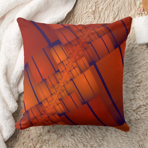 Red absract geometric fractal decoration throw pillow