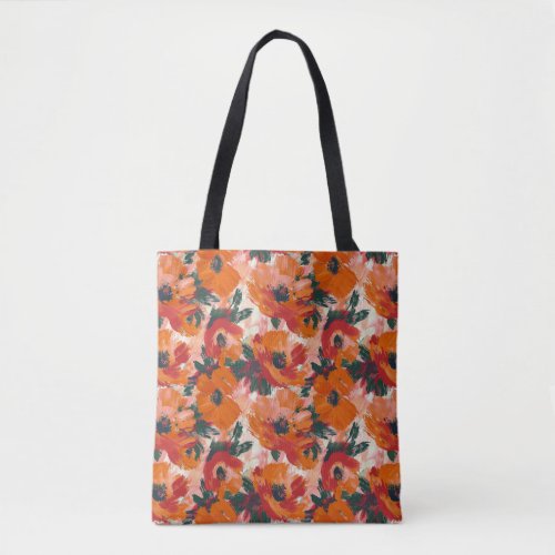 Red Absract Watercolor Poppies Tote Bag