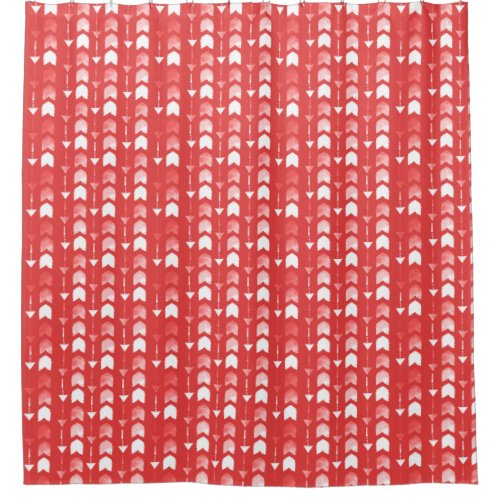 Red Abstract Arrow stripe shower curtain