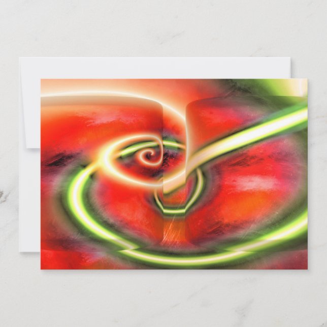 Red Abstract Art Invitations - Computer Waves (Front)