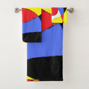 Red Abstract Bath Towel Set