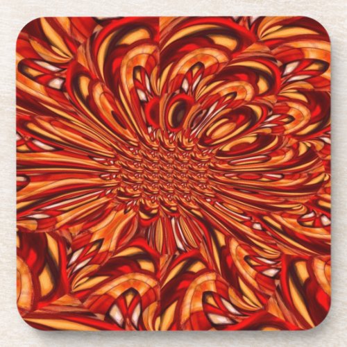 Red Abstract Beverage Coaster