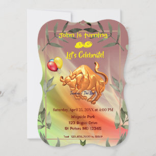 Red Abstract Birthday Taurus (April 20 – May 20) Invitation