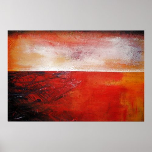 Red Abstract Canvas Painting Print Modern Creative