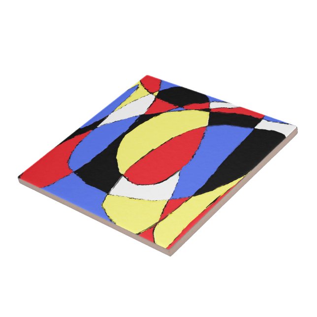 Red Abstract Ceramic Tile (Side)