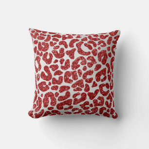 Red Abstract Cheetah Throw Pillow