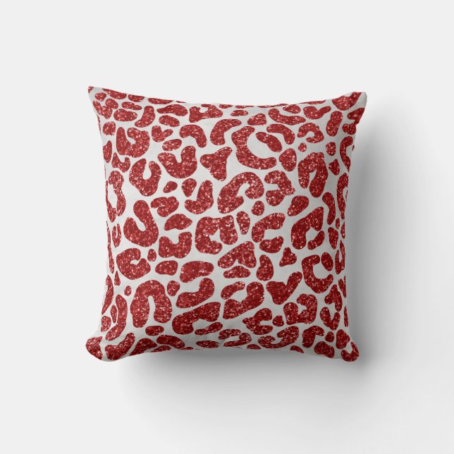 Red Abstract Cheetah Throw Pillow (Front)