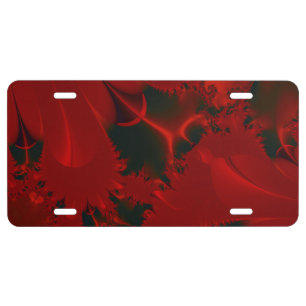 Red Abstract Design License Plate
