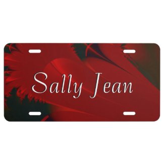 Red Abstract Design Name License Plate