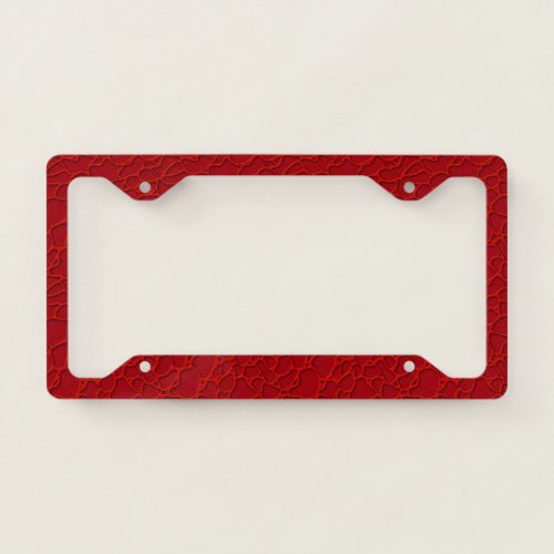 Red abstract design on burgundy background license plate frame