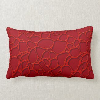 Red abstract design on burgundy background. lumbar pillow